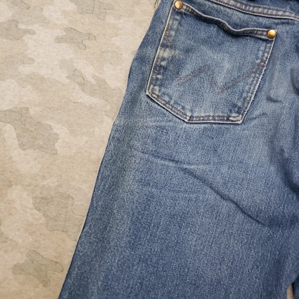 Vintage Wrangler Jeans Mens 30x28 Blue Workwear Whiskered Denim 13MWZ